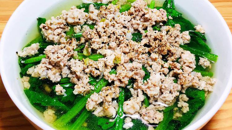 CẢI BÓ XÔI NẤU CANH THỊT BĂM