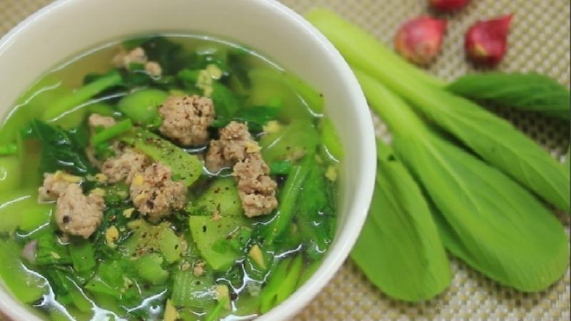 CẢI THÌA NẤU CANH THỊT BẰM